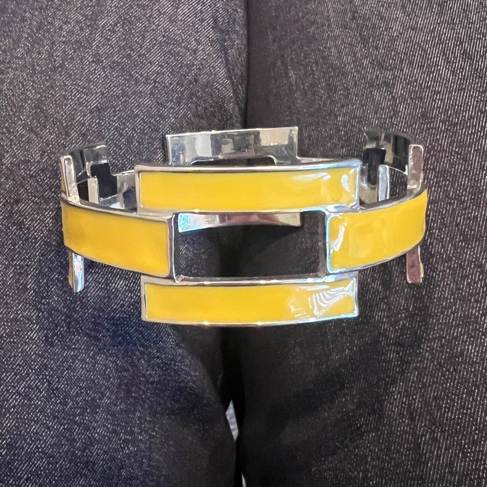 Yellow enamel bangle bracelet